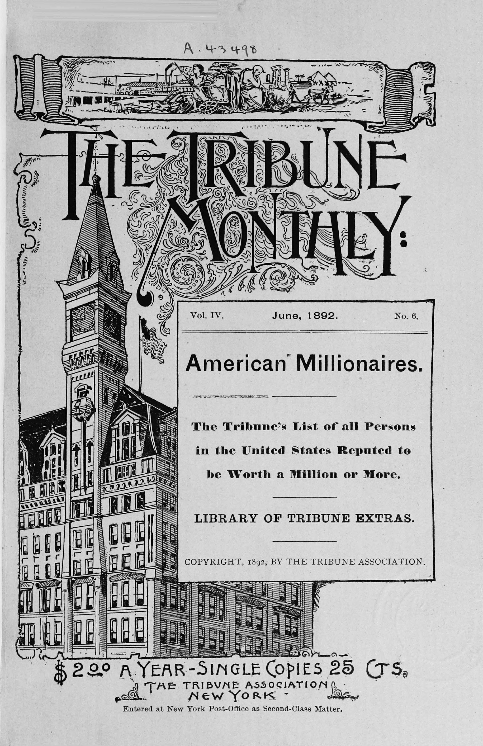 Scanned page from the 1892 American Millionaires directory.